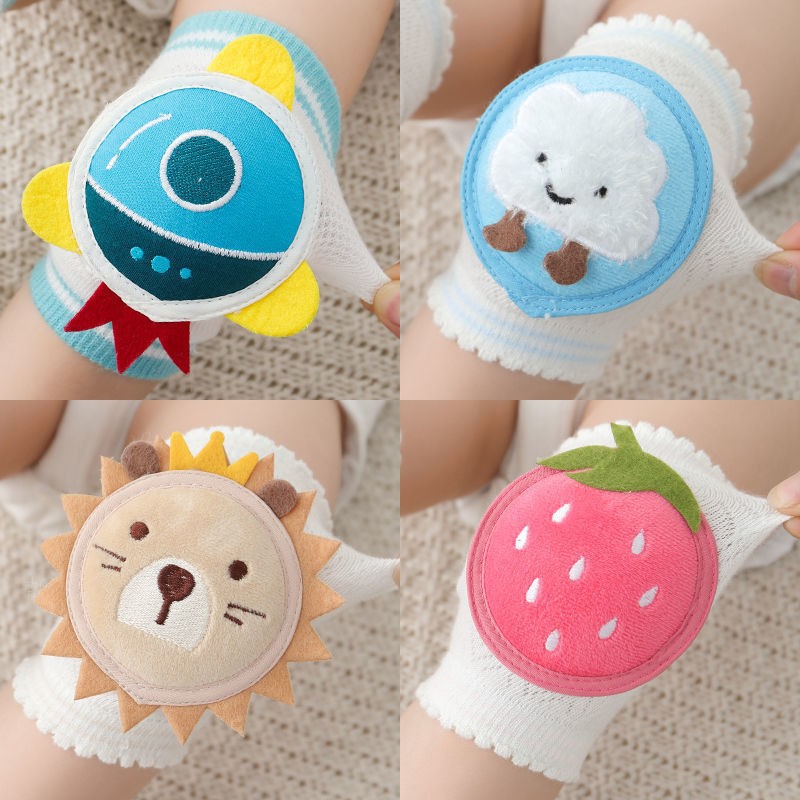 Baby Knee Pad Crawling - かわいい漫画の子供用膝パッド、夏用メッシュ通気性、赤ちゃんの歩行練習、ハイハイ時の保護、膝保護、赤ちゃん転倒防止