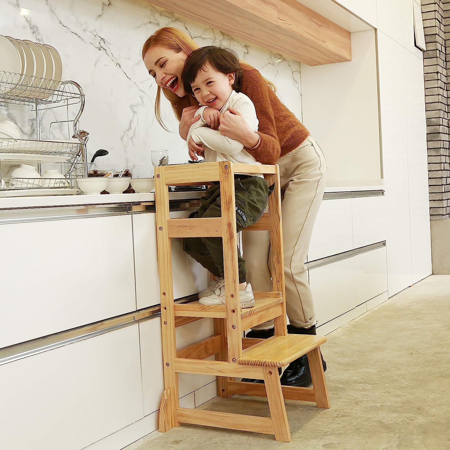 Toddler Learning Tower - 高さ調節可能な子供用踏み台兼椅子、幼児用タワー、キッチンやバスルームに最適な学習タワー