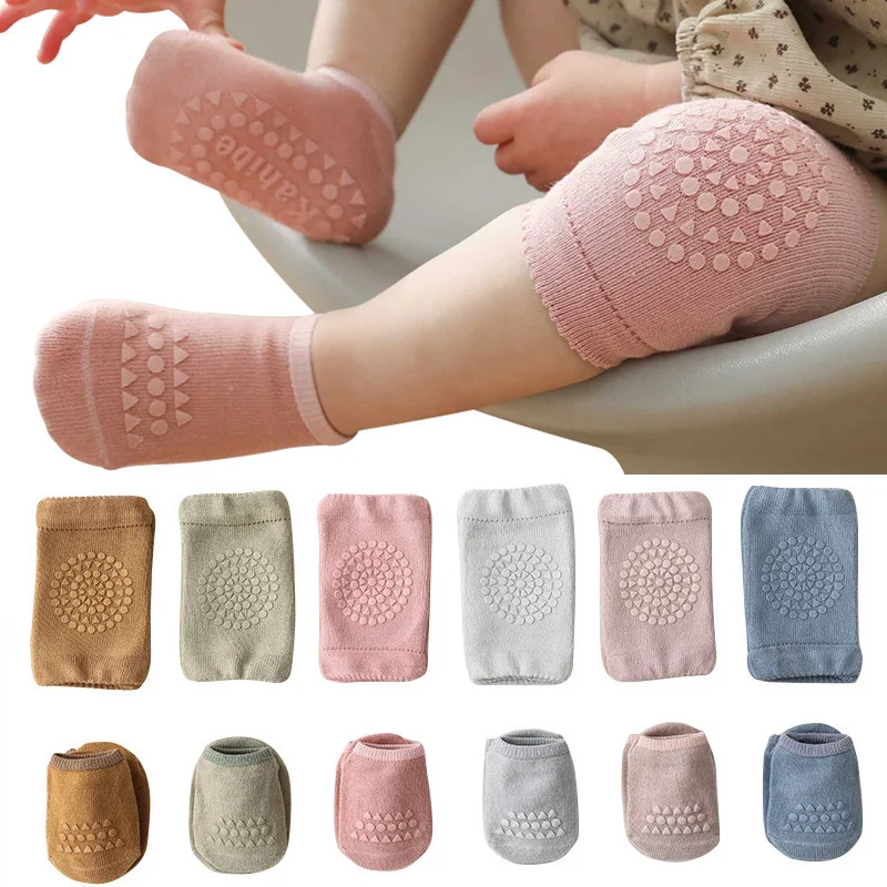 Baby Knee Pad Crawling - 滑り止めのベビーニーパッド,パッド入りソックスセット,這う安全,床,脚プロテクター,子供,女の子,男の子,夏