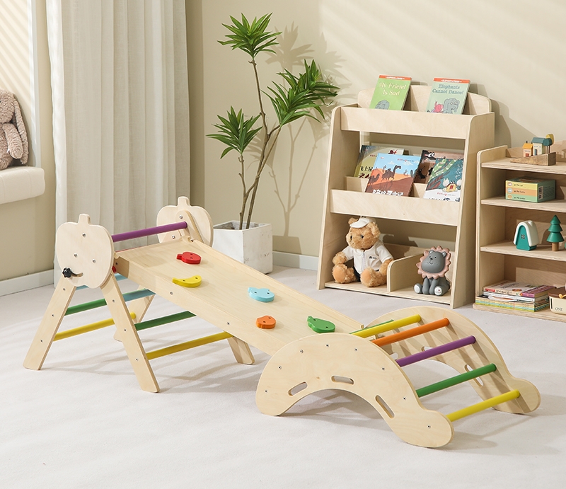 Toddler Learning Tower - モンテッソーリ木製学習タワー 折りたたみ式おもちゃ スライド 室内用 組み合わせクライミングフレーム 子供