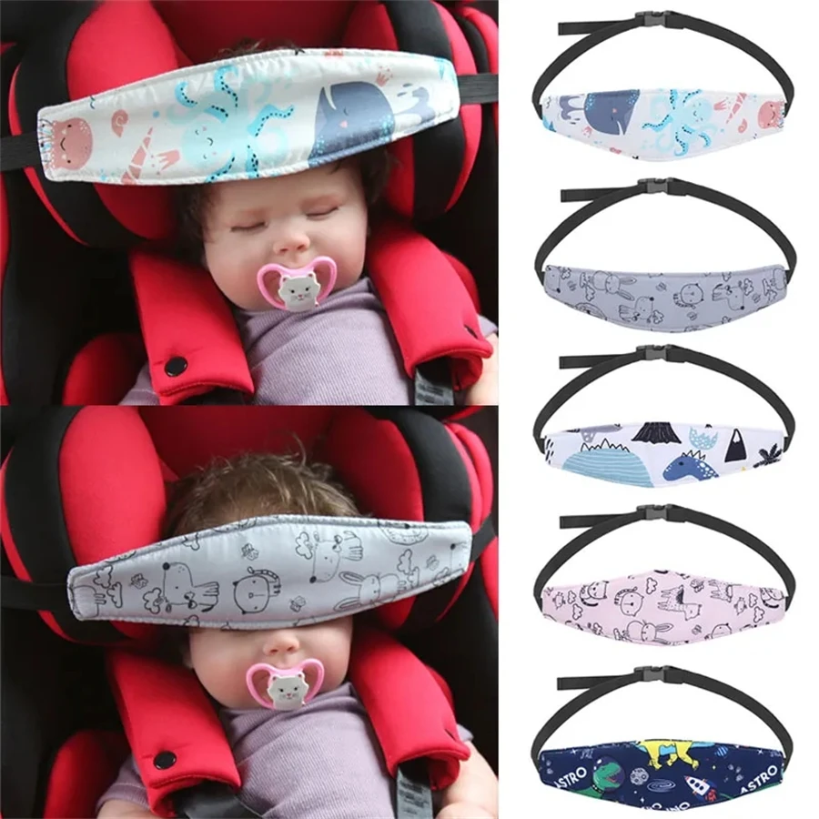 Infant Head Protector - ベビーカーシートヘッドサポート,調節可能な固定ベルト,スリーピングポジショナー,安全枕,幼児用ヘッドプロテクター