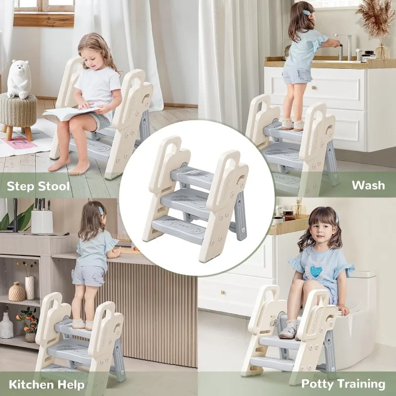 子供用ハンドル付き滑り止めスツール,折りたたみ式バスルームシ - Toddler Learning Tower のレビューと価格