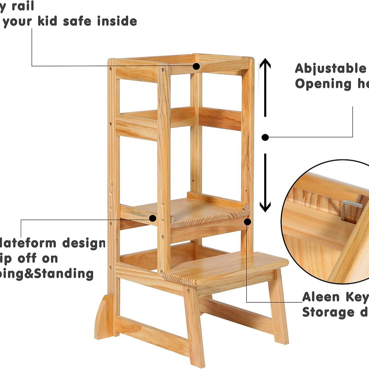 高さ調節可能な子供用踏み台兼椅子、幼児用タワー、キッチンやバ - Toddler Learning Tower のレビューと価格