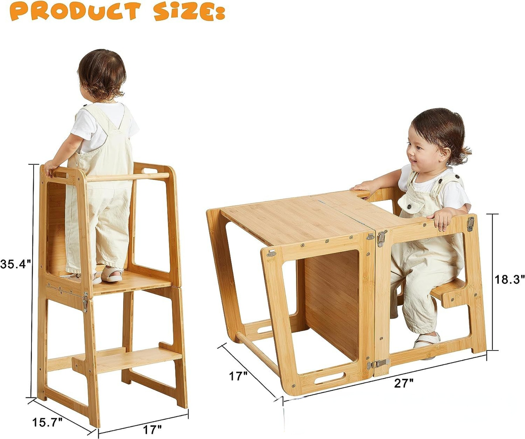 折りたたみ式幼児用キッチンタワー、安全柵付きベビーモンテッソ - Toddler Learning Tower のレビューと価格