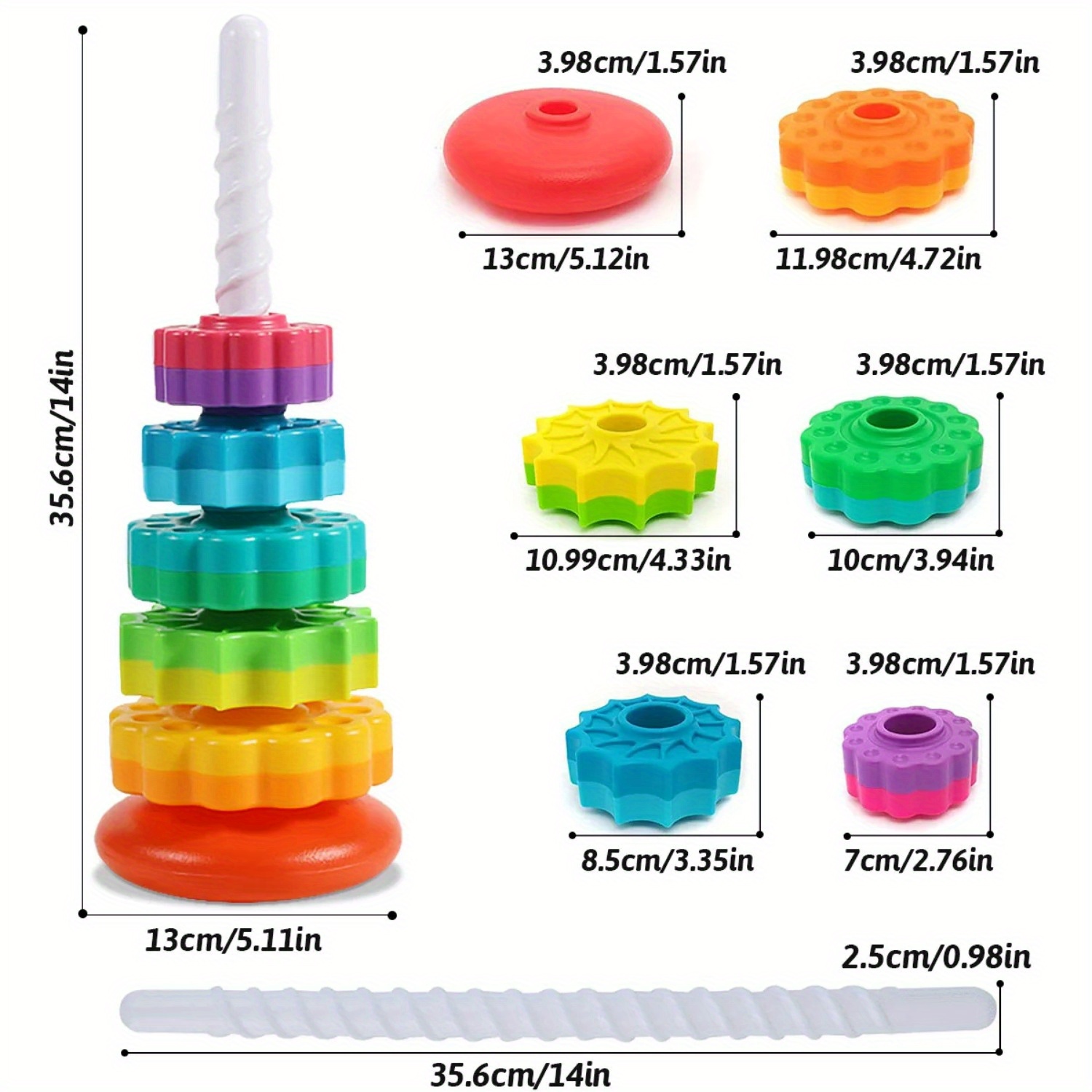 回転レインボータワー スタック＆アンスタックパズルおもちゃ  - Toddler Learning Tower のレビューと価格