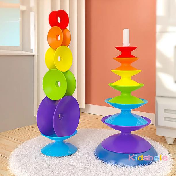 幼児向けレインボー回転積み木おもちゃ、モンテッソーリ回転バラ - Toddler Learning Tower のレビューと価格