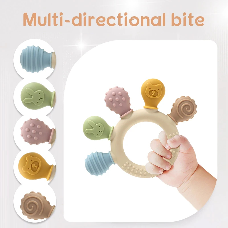 新しい多色シリコンベビーリング歯固め不安解消おもちゃ0〜12 - Baby Products Application のレビューと価格